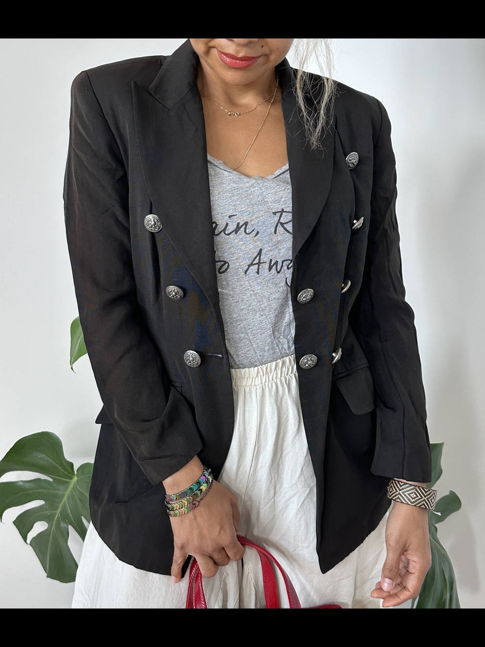 Vintage 90s Black Double Breasted Blazer Jacket Military DKNY Luxury Preppy Sz 6